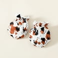 thumbnail image 2 of Infant Baby Girls Clothes Baby Girls One-piece Romper Long Sleeve Button Closure Romper Headband Hat 3pcs Set Brown 6-12 Months, 2 of 9