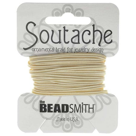 Soutache Cord - BeadSmith Soutache Braided Cord 3mm Wide - Linen White (3 Yard Card)