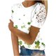 thumbnail image 1 of Camisas de Manga Corta para las Mujeres Impresión Cuello Redondo Suéter Encaje Blusa, Top Casual para el Hogar Y Diario, 1 of 1