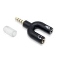 thumbnail image 1 of HEVIRGO 3.5mm Earphone Microphone Audio Splitter U Shape 1 to 2 Stereo Converter Adapter, 1 of 9