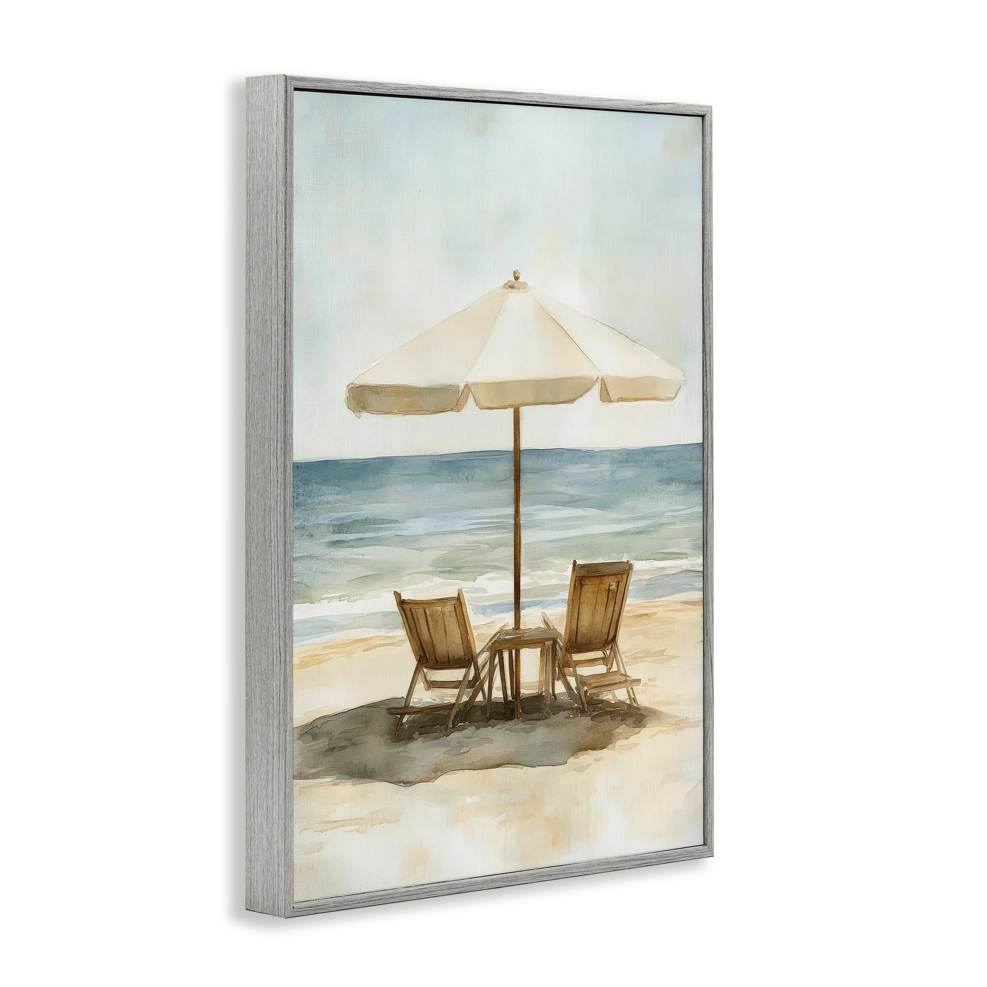 Stupell Industries Watercolor Paradise Seaside Retreat Gray Framed Giclee Art, design by Petal Prints Design