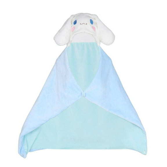 Roffatide Anime Cinnamoroll Hooded Cape Cloak Wearable Blanket Hoodie Winter Warm Shawl Mantle Flannel Pajamas, Blue