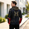 thumbnail image 6 of Spider Hero Zip Hoodie, Graphic Web Printed Long Sleeve Pocket Outerwear Apparel for Men Women Cosplay Party, 6 of 8