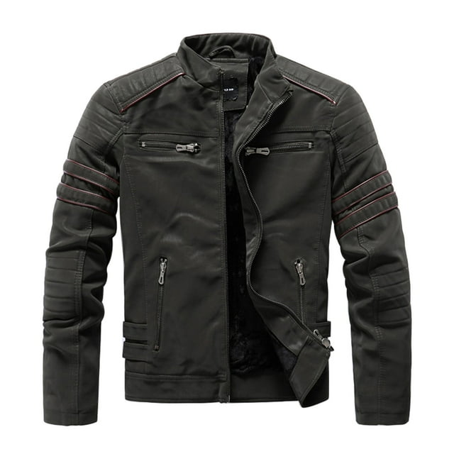 Birdeem Leather Jackets for Men Motorcyclemens Dashion Motorcycle Solid Color Zipper Pocket Leather Long Sleeved Hooded Jacketleather Jacket Men Motorcycle