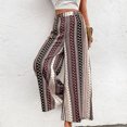thumbnail image 2 of Pantalones de piernas anchas para mujer, pantalones largos informales, transpirables, con estilo, estampado hermoso, para uso diario, negro S, 2 of 9
