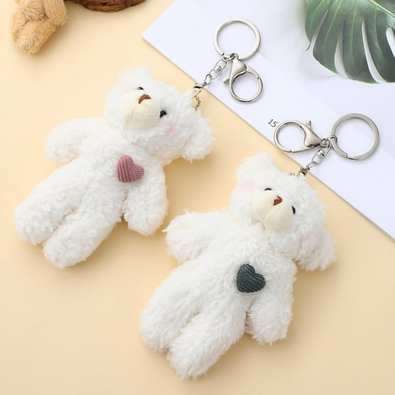 TAILTOSS 2Pcs Cartoon Stuffed Toy Keyring with Bear Pendant for Backpacks and Bags Cute Animal Keychain 5.1X3.7In