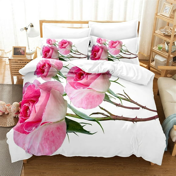 Juego de ropa de cama rosa  funda nórdica de alto grado para amantes  funda de edredón King  juego de funda de cama para el hogar  edredón juvenil de flores
