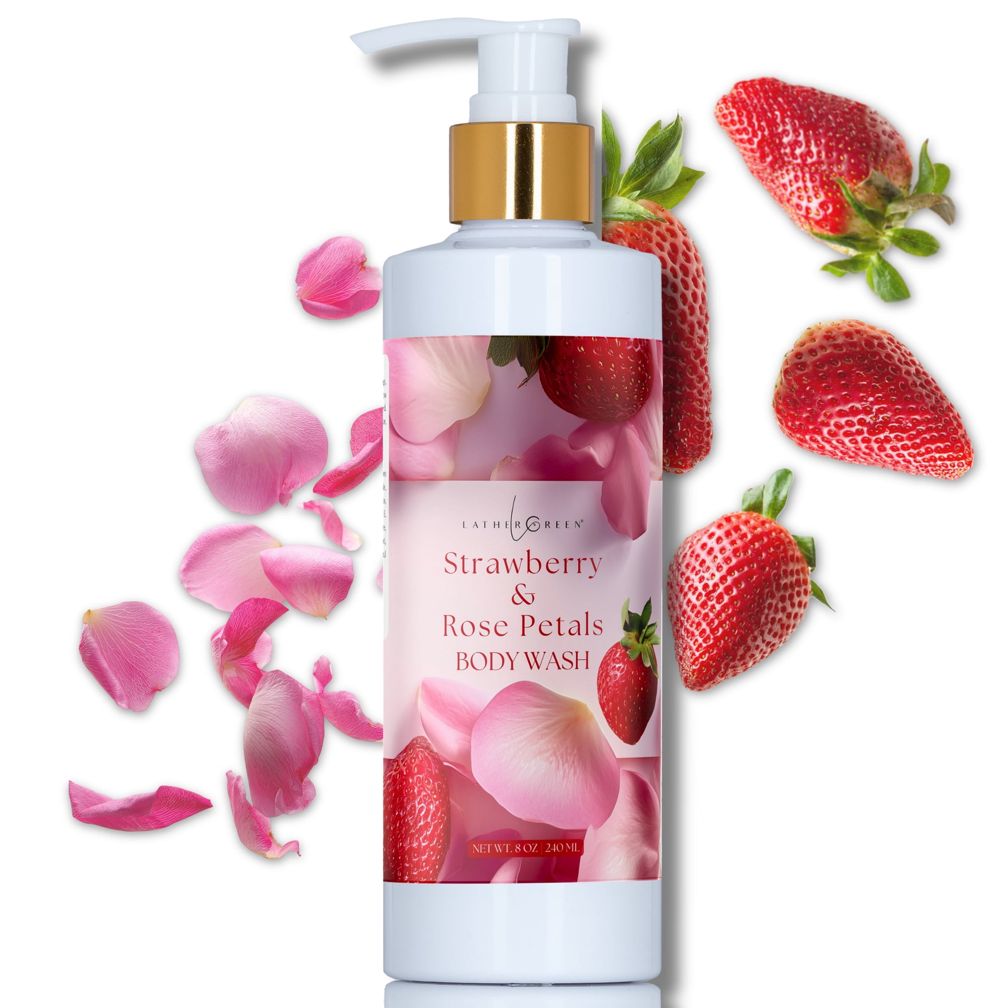 Strawberry & Rose Petals Body Wash | Sweet Floral Cleanser for Women