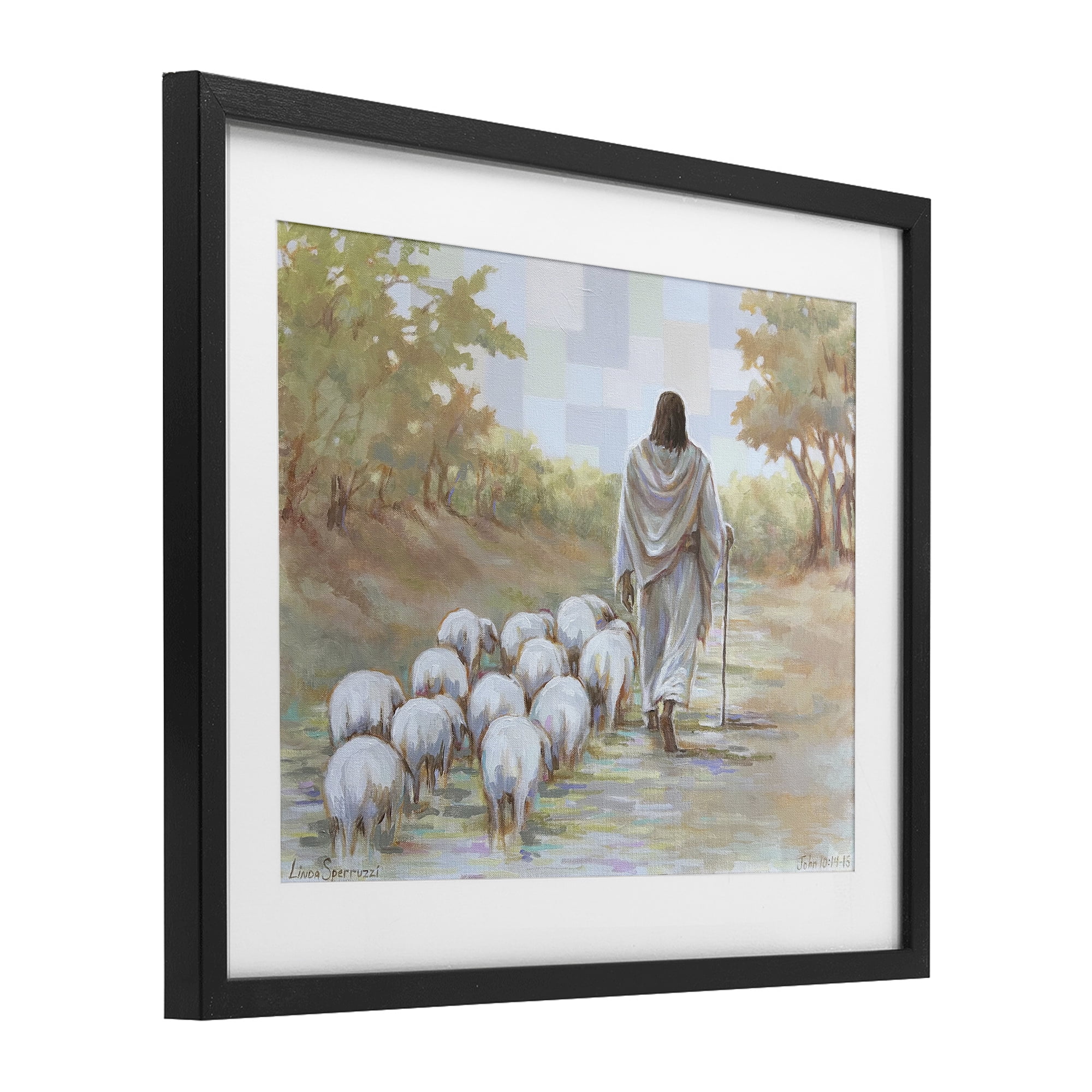 Stupell Industries Lead On Good Shepherd Black Framed Print Under Glass, design by Linda Sperruzzi
