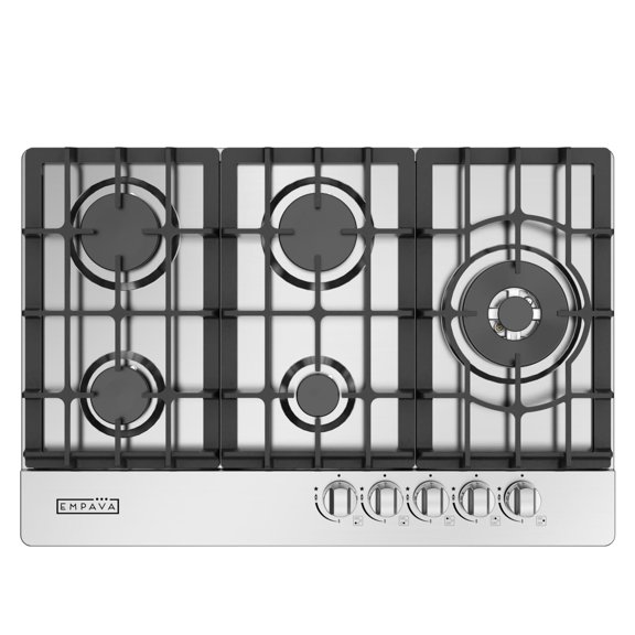 Empava 30-in Built-in Gas Cooktop with 5 Sealed Burners - LPG Convertible in Stainless Steel for Home Kitchen, EMPV-30GC38
