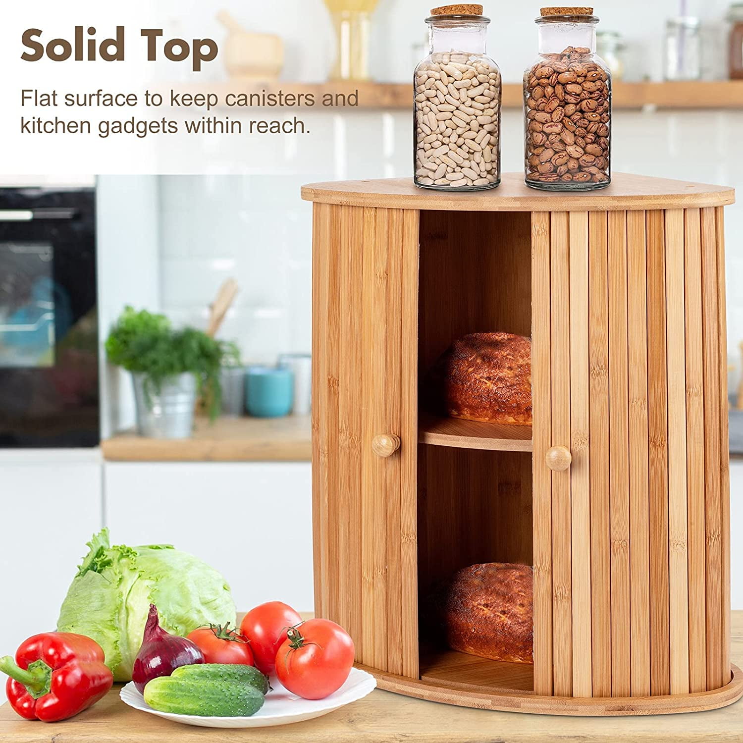 Claimed Corner Bread Box for Kitchen Countertop - Extra Large