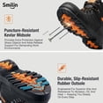 thumbnail image 3 of SMILIN Mens Steel Toe Work Boots, Water Resistant Puncture Proof Oil and Slip Resistant Safety Industrial Boots, Black, Size 10, 3 of 7