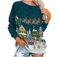 thumbnail image 2 of 2023 Sweat-Shirt de Noël pour Femmes en Solde Imprimé de Noël Col Rond Pull Blouse Ample Sans Capuche, 2 of 7