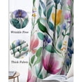 thumbnail image 3 of Flower Leaf Kitchen Curtains Farmhouse Boho Spring Floral Green Pink Cafe Short Curtains for Bathroom Blackout Window Curtain Grommet Small Window Treatment Drapes for Bedroom Living Room 27.5"x39"x2, 3 of 9