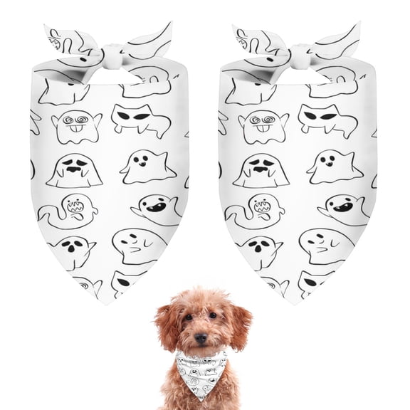 Dog Bandana 2 Pack,Cute Halloween Ghosts Pattern Bandanas for Dogs,Cat Bandana,Small/ Large Dog Bandana 2 Size,Dog Bandanas Girl Boy