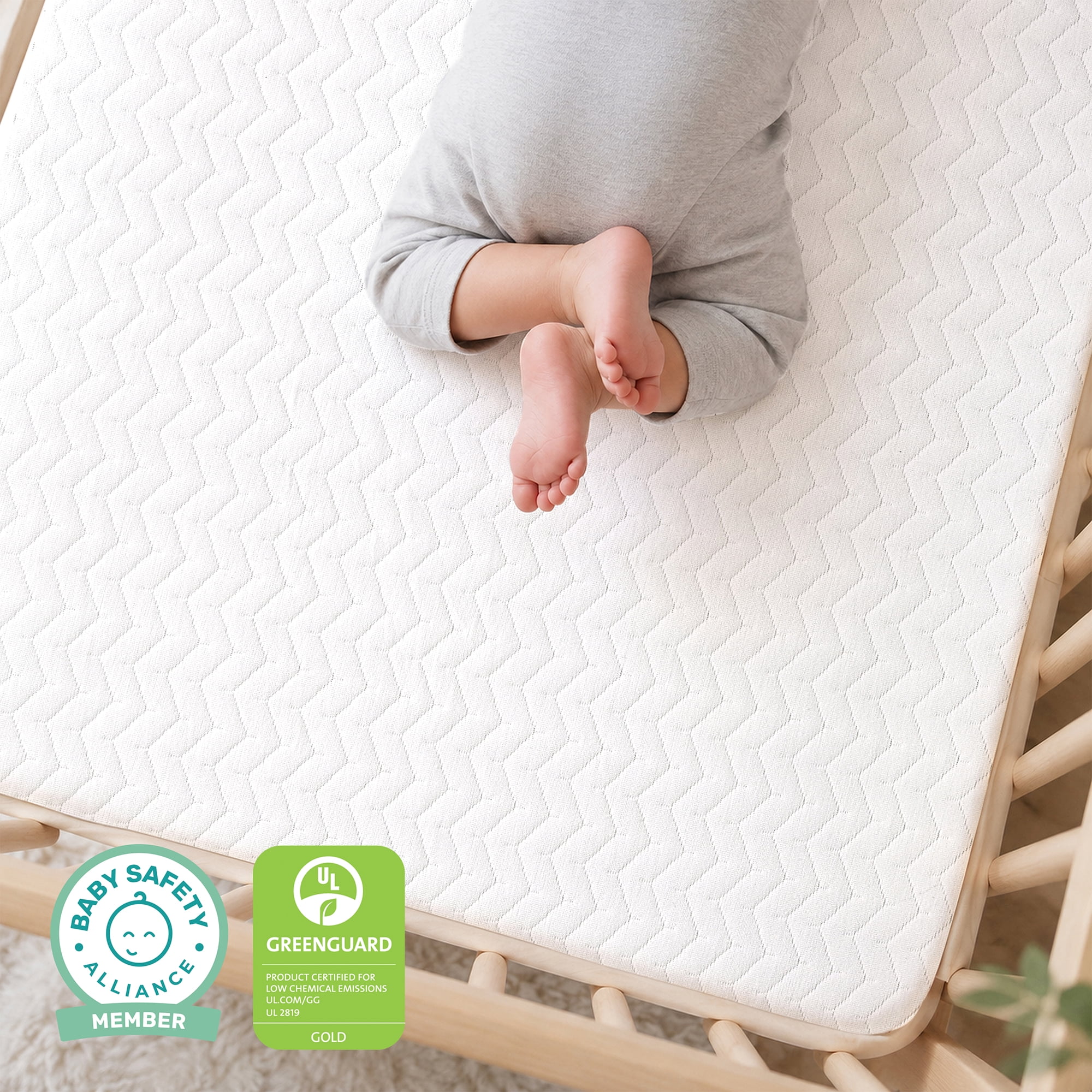 Dream On Me Baby Swan 5" Premium Full-Size Crib & Toddler Mattress, GREENGUARD Gold & BSA Certified, Water-Resistant, Machine Washable Cover