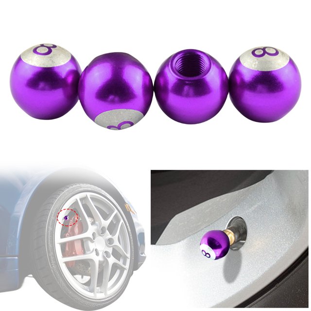 Tapa Válvula Neumático Coche Boquilla Bicicleta Y Motocicleta Con Forma 8 Bolas (púrpura) 4 Uds.