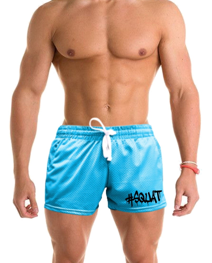 Men's Dripping Squat V274 Blue Mesh Gym Shorts Large