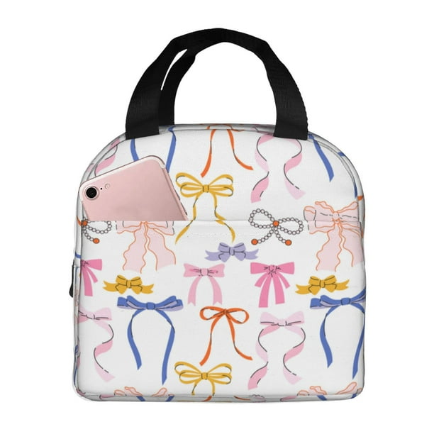 Easygdp bow ribbons Bolsa Térmica Premium - Tela Oxford Impermeable, Gran Capacidad, Bolsillo Frontal, Unisex para Trabajo, Escuela, Actividades al Aire Libre y Picnics