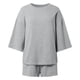 thumbnail image 3 of MKLEKYY conjunto de 2 Piezas de Faja Corta para Mujer, Top de Manga 3/4 y Pantalones Cortos con Cintura Elástica, Ropa de Estar Por Casa, 3 of 4