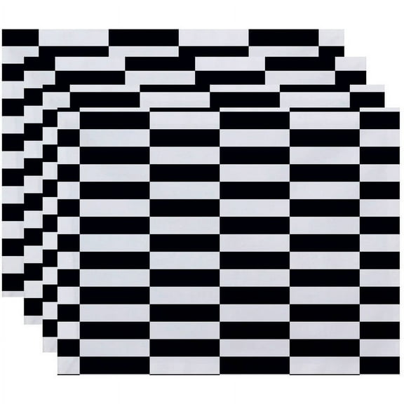 Simply Daisy 18" x 14" Stair Stepping Stripes Print Placemats, Set of 4
