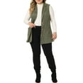 thumbnail image 2 of Agnes Orinda Veste Sans Manches pour Femmes Grande Taille Col Cranté Décontractée Utilitaire en Suède 4X Vert, 2 of 6