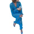 thumbnail image 2 of VISgogo, 2 uds., ropa de playa de tul para mujer, cárdigan de manga larga transparente de Color sólido + conjunto de pareo de pantalones largos para mujer, S/M/L VISgogo  moda, 2 of 9