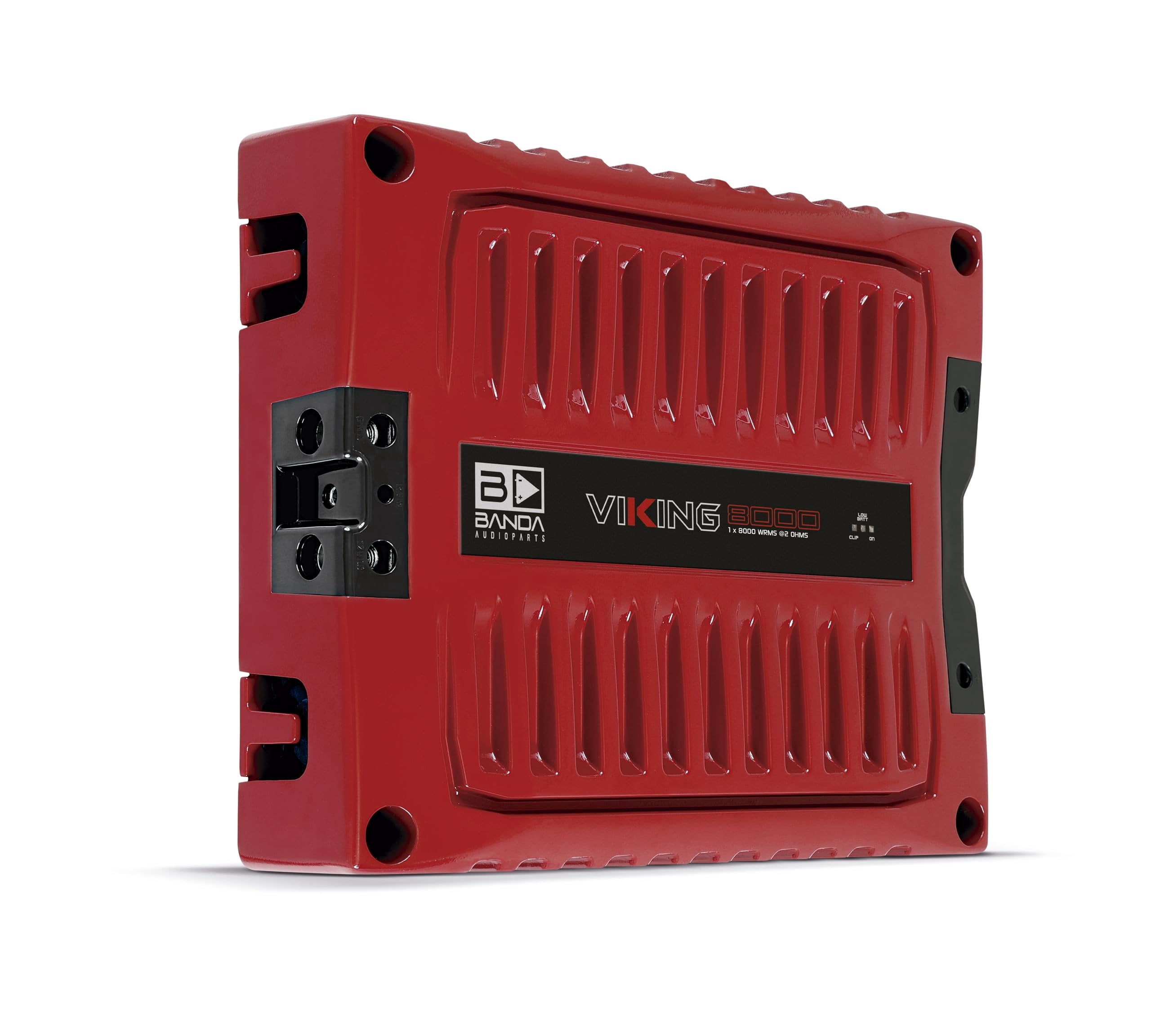 Banda VIK8000.2RED Car Amplifier Audio Speaker 2-Ohms Full Range New Viking 8000 Watts Rms LED Indicator Sound Specialization Aluminum Chassis - Red