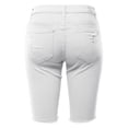 thumbnail image 3 of A2Y Women's Mid Rise Distressed Knee Length Zipper Denim Bermuda Shorts White S, 3 of 5