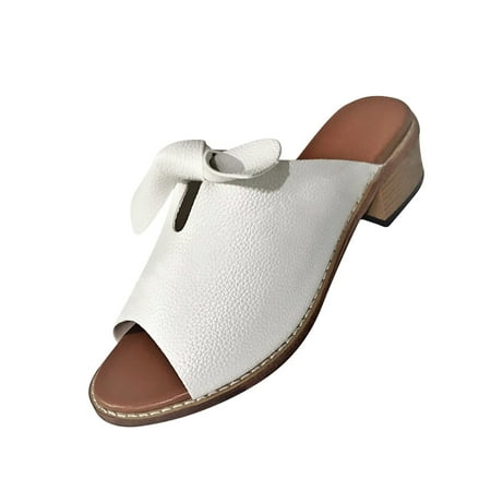 

Inkach New Summer New Thick Heel Comfortable Bow Buckle Sandals Beach Women
