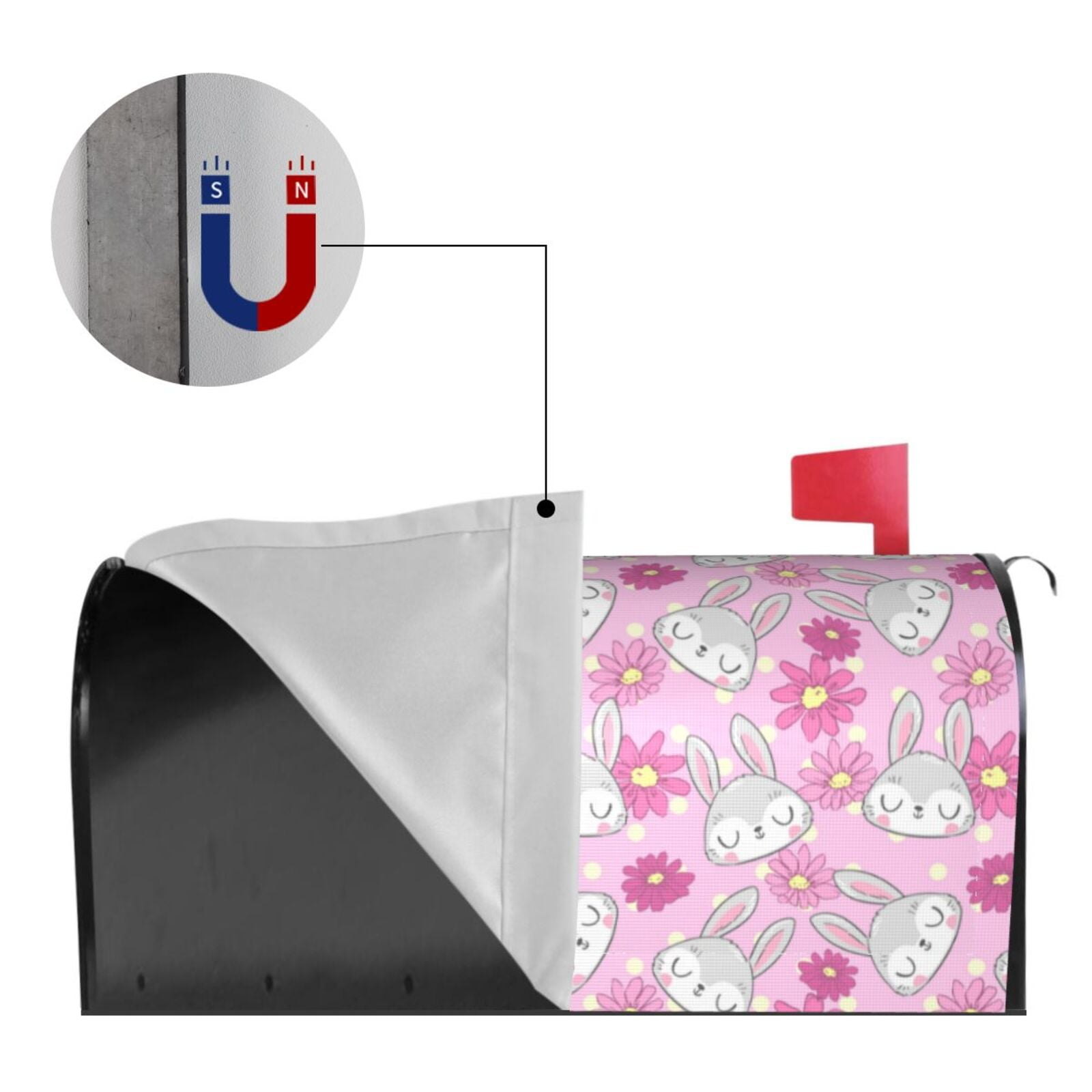Xecao Sunflower Rabbit for Mailbox Cover with Magnetic Strips, Waterproof and Sunscreen, Adds a Decorative Touch to Your Garden Yard.