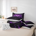 thumbnail image 5 of Gaming Bedding Set Twin Size,Geometric Honeycomb Gamepad 7Pcs Comforter Set,Video Games Fitted Flat Sheet Teens Men Room Decor,Modern Black Purple Reversible 2 Throw Pillow,2 Pillowcases, 5 of 5