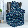 thumbnail image 4 of Abstract Soft Flannel Fleece Throw Blanket, Modern Demonstration of Geometric Triangles on Dark Tone Background Shapes Art, Cozy Plush for Indoor and Outdoor Use, 60" x 80", Royal Blue, by Ambesonne, 4 of 5