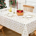 thumbnail image 3 of Christmas Tablecloth 60×120 Inch, Snowflake Christmas Table Cloth for Winter, Gold Christmas Tablecloths, Christmas Table Cover for Table, Kitchen, Dining, Holiday, Rectangle, 3 of 5