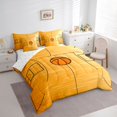 thumbnail image 3 of Manfei Cartoon Orange Basketball Bedding Comforter Set 7pcs, Chic Stripes Lines Queen Bedding Sets, Sports Theme Reversible Queen Sheet Sets, Microfiber Bedroom Decor, 3 of 7
