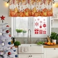 thumbnail image 5 of Thanksgiving Curtain Valances for Windows, Kitchen Valance Window Treatments Panel 2 Pack, Autumn Pumpkin Orange Red Vintage Leaf Rod Pocket Short Curtains for Bathroom Bedroom 42 x 12 Inch, 5 of 8
