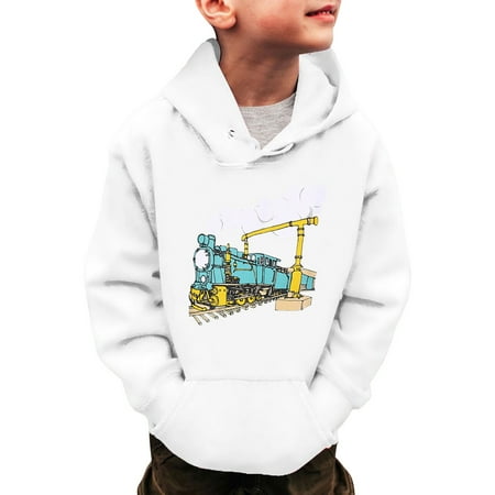 WOYY Big Boys Graphic Hoodie Train Print Casual Sport Hooded Sweatshirt Pullover Top
