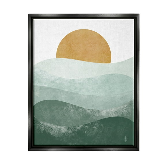 Stupell Industries Abstract Nature Ocean Horizon Landscape Painting Black Floater Framed Art Print Wall Art