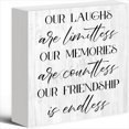 thumbnail image 1 of Wood Sign Our Laughs Are Limitless Our Memories Are Countless Our Wooden Box Sign Decorative Funny Home Office Decor Rustic Farmhouse Desk Decor Sign 5x5 Inches, 1 of 3