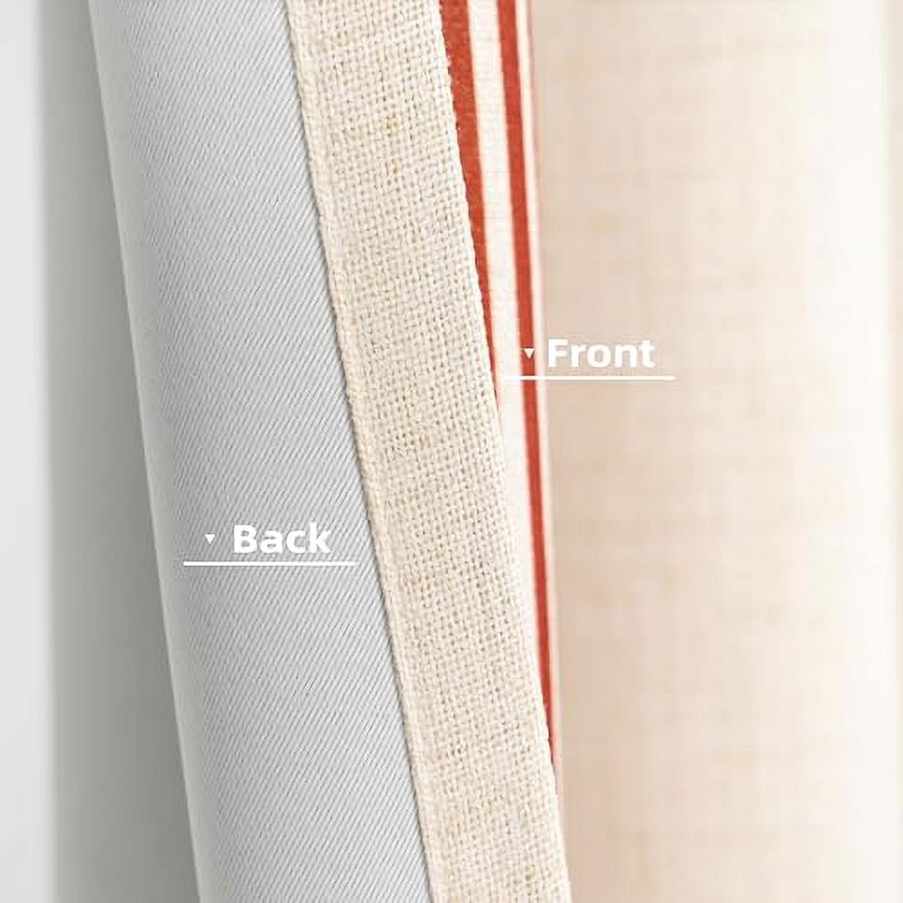 DriftAway Chris Vertical Striped Pattern Linen Blend Lined Thermal Insulated Blackout and Room Darkening Grommet Linen Curtains for Farmhouse Printed, 2 Panels, 52" x 96", Cabana Red Stripe