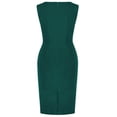 thumbnail image 7 of Blmnix Dress for Women Work Dresses Bodycon Business Casual Under Dress Crew Neck Green Sleeveless Midi Dresses Adjustable Waist Casual Dresses,M, 7 of 7