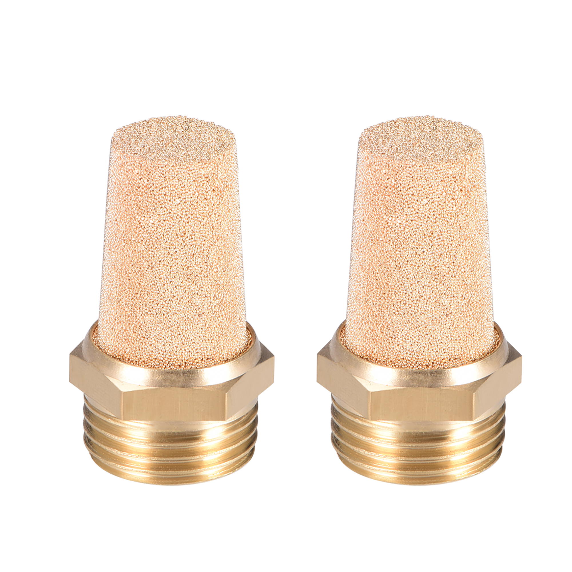 Brass Exhaust Muffler, 1/2" G Male Thread 53/64" Hex Sintered Air