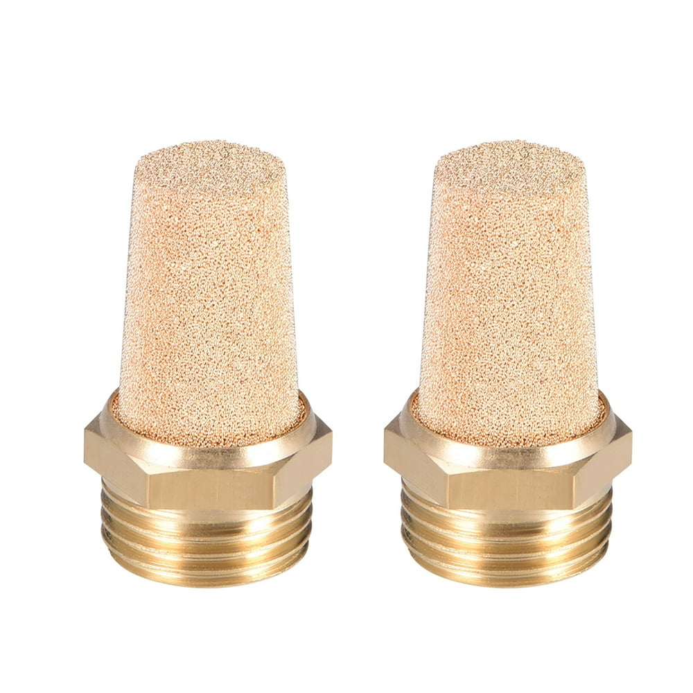 Brass Exhaust Muffler, 1/2" G Male Thread 53/64" Hex Sintered Air