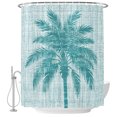 thumbnail image 2 of Shower Curtains for Bathroom, Teal Palm Tree Waterproof Fabric Shower Curtain, Tropical Summer Coastal Vintage Turquoise Decorative Bathroom Curtain for Bathtub, 72"x84", No Hooks Included, 2 of 9