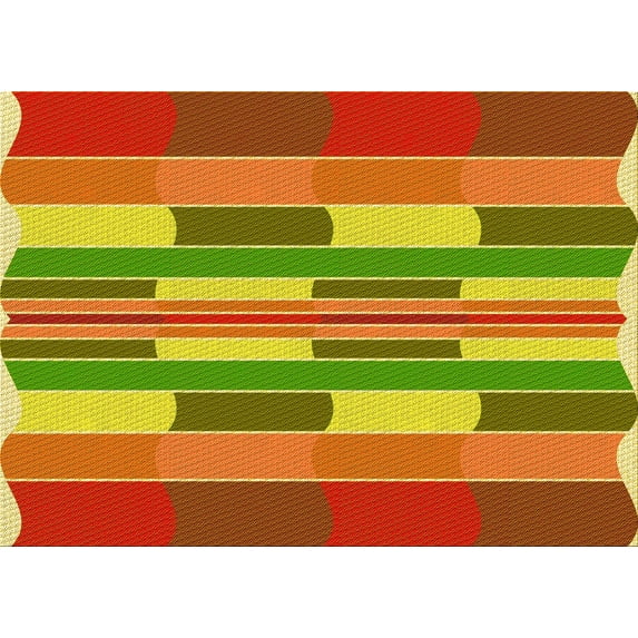 Ahgly Company Indoor Rectangle Patterned Acid Green Area Rugs, 5' x 7'