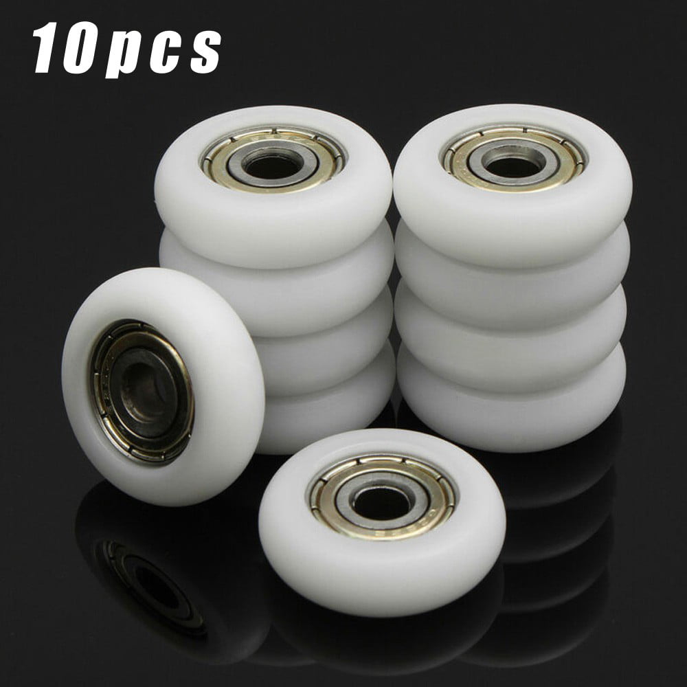 30mm OD Plastic Nylon Pulley Wheel Sealed Guide Roller Groove Ball Bearing Flat 