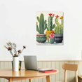 thumbnail image 3 of JRXY Cactus Wall Art Wall Decor Cactus with Red and Yellow Flowers in Mexican Floral Pot Poster Framed Cactus Bathroom Decor Boho Painting Tropical Green Plant Prickly Canvas for Decorations 16x20 in, 3 of 5