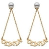 Personalized Women's Sterling Silver or Gold over Silver Name with Pearl Dangle Earrings
