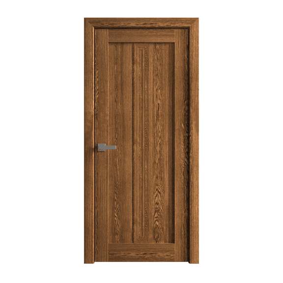 Interior Solid French Door 18 x 80 inches | Ego 5006 Cognac Oak | Single Regular Panel Frame Handle | Bathroom Bedroom Modern Doors