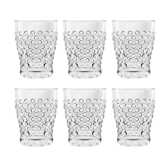 Hobnail Acrylic Drinking Glasses - Clear - 14 oz - Set of 6